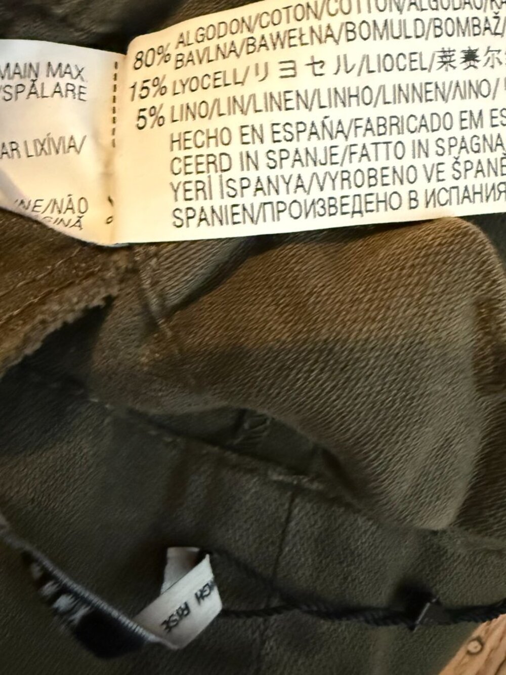 ZARA Olive Green High-Waist Paperbag Trousers XS - Picture 9 of 9